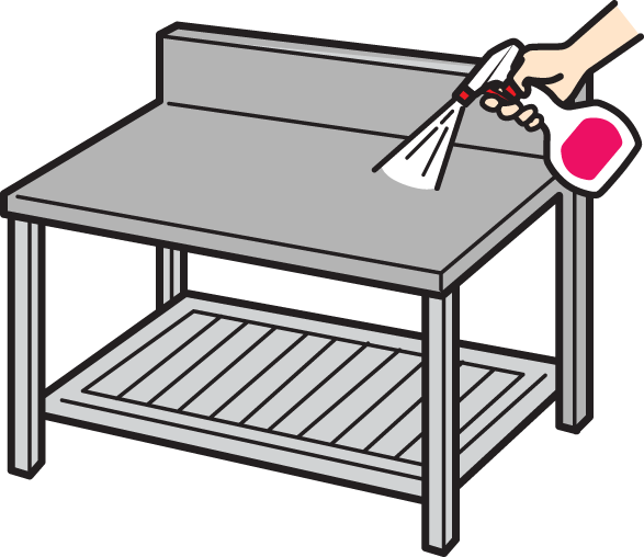 Dish up counters can be rinsed with Sanistar Water.